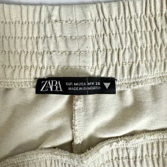 Women's Zara Cotton Jogger Pants Beige Size Medium - Picture 10 of 12